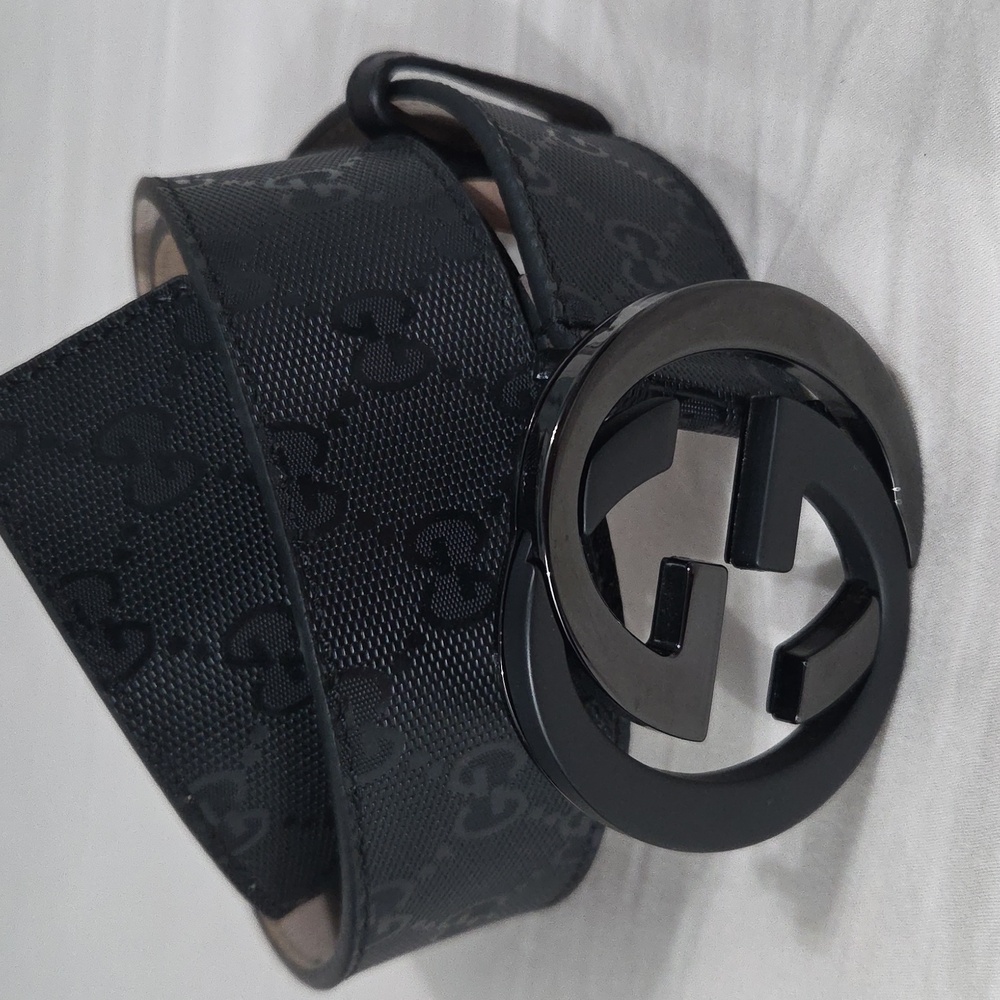 Gucci Black Imprime Monogram GG Belt - Picture 11 of 16
